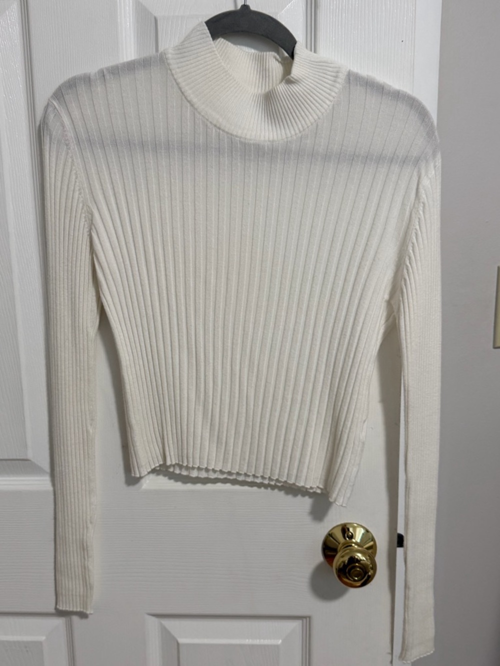 Nasty Gal White Ribbed Mock Neck Top